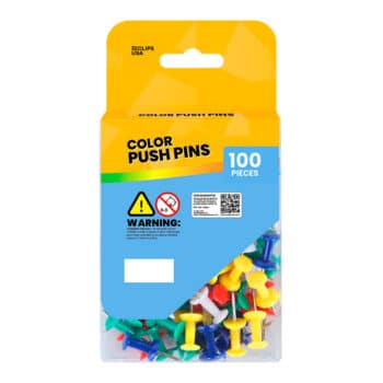 Push Pins, Asst Colors, 100 ct., Reusable Box