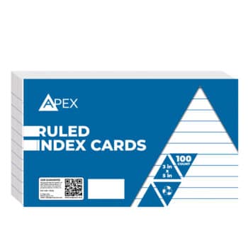 Ruled Index Cards, 3x5. 100 Pk.