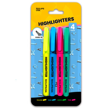 Highlighters, Asst. Colors, 4Pk.