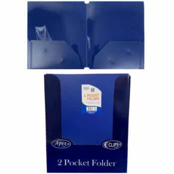 2 Pocket Poly Folder, No Holes, Navy