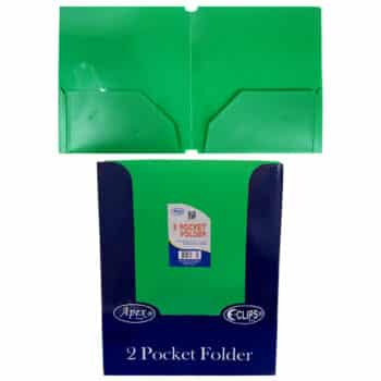 2 Pocket Poly Folder, No Holes, Green