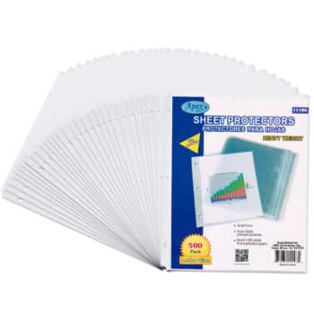 500Pcs Sheet Protectors, 3-Holes, Thickness, Letter Size, Clear, Color Boxed
