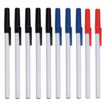 Bulk Stick Pens, Assorted Colors (500 black, 350 blue, 150 red)