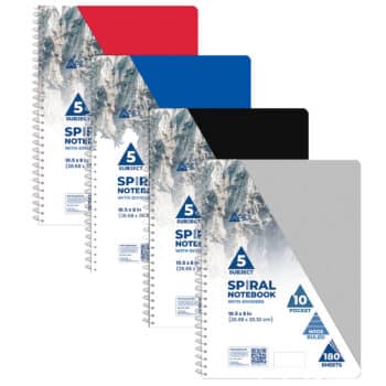 Poly Cover 5 Subject Notebook, Wide Ruled, Asst. Colors.