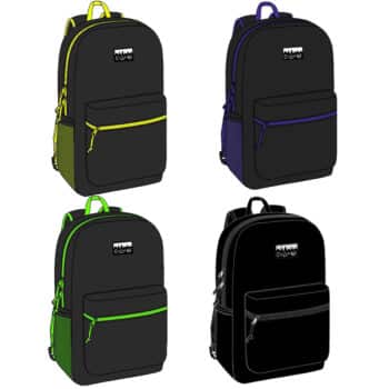 Backpack, 15 Inch, Black and Assorted Colors
