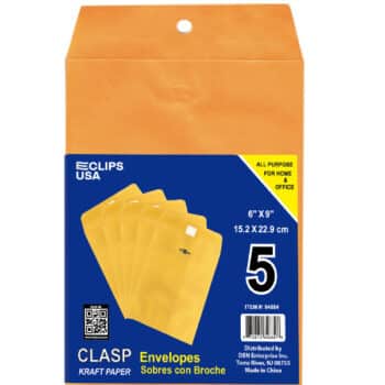 Clasp Envelopes, 6x9, 5 Pk.