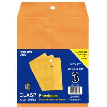 Clasp Envelopes, 10x13, 3 Pk.