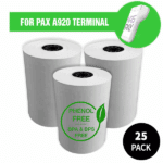 Pack of 25 PAX A920 Printer Paper Rolls PHENOL FREE (BPA & BPS Free)