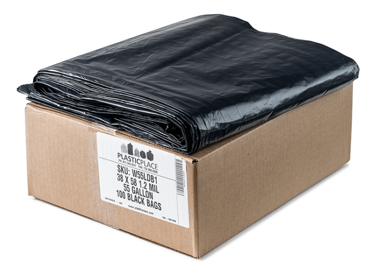 5560 Gallon Trash Bags 1.2 Mil, 38"W x 58"H, Black, 100/Box (3 pack